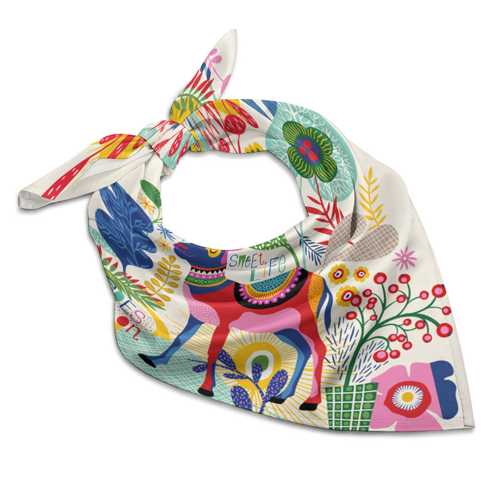 Square Printed Scarves with Skin-friendly Imitated Silk