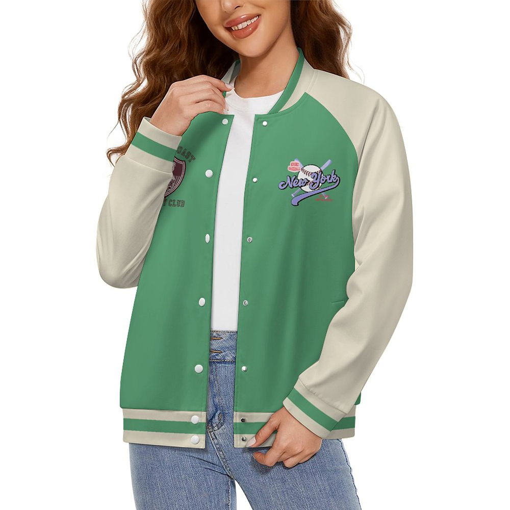 180gsm Women's Baseball Jacket(All-Over Printing)