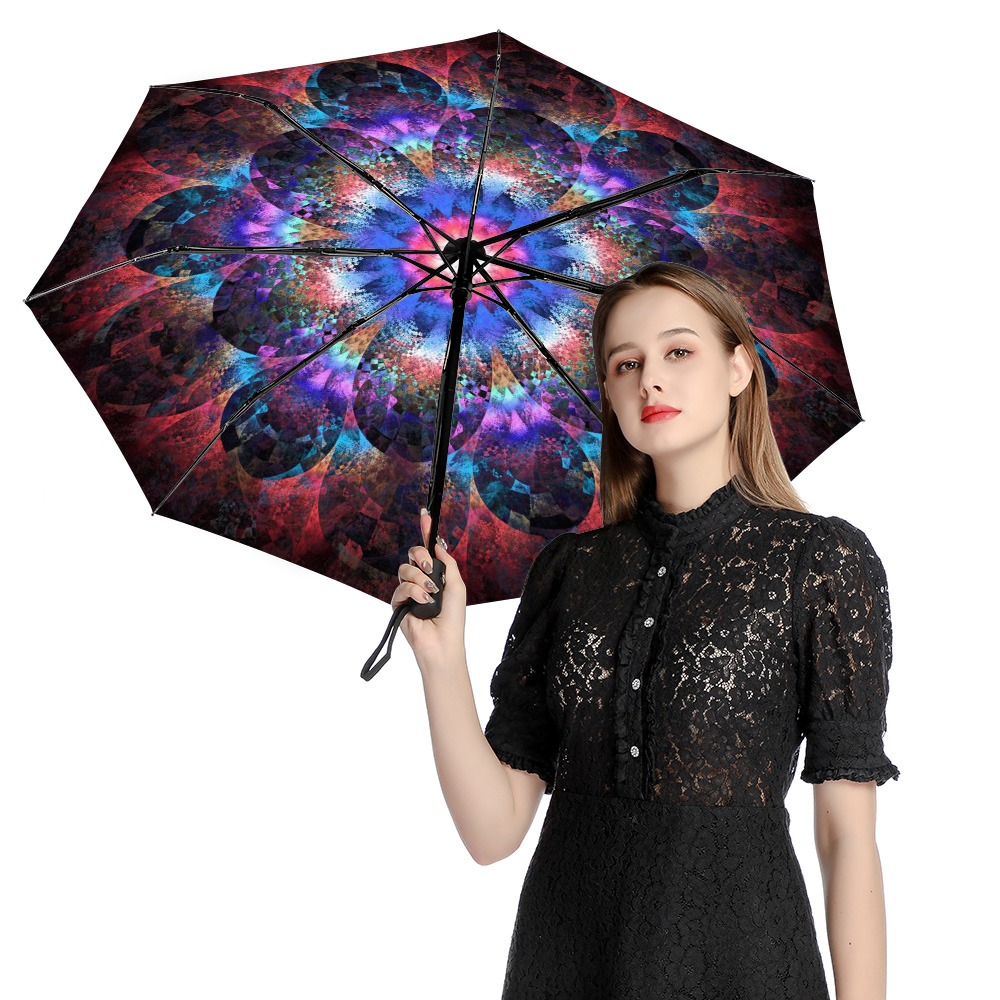 Automatic Umbrella with Hearts Print Inside Pattern
