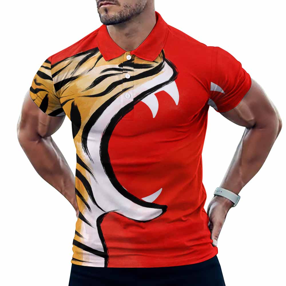 Custom Polo Shirts with All-Over printing Design Straight