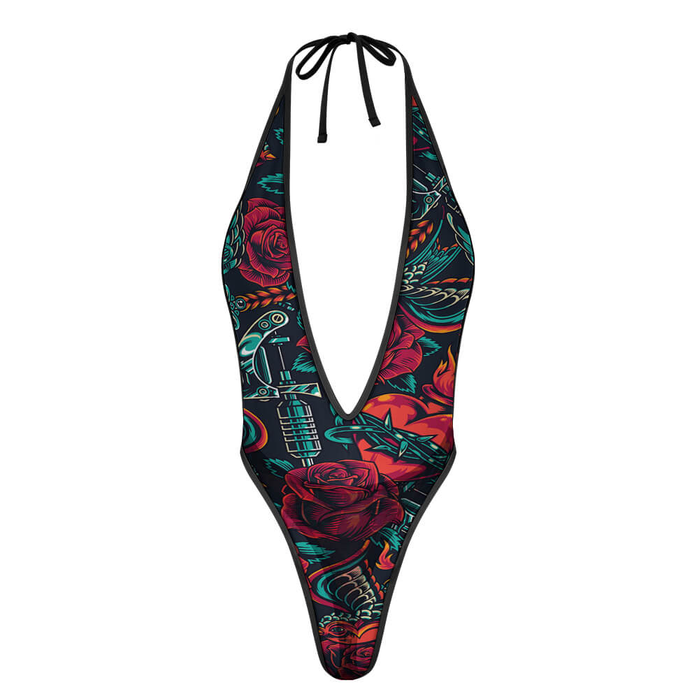 Sexy One Piece Women Lingerie Bodysuit Deep V Teddy