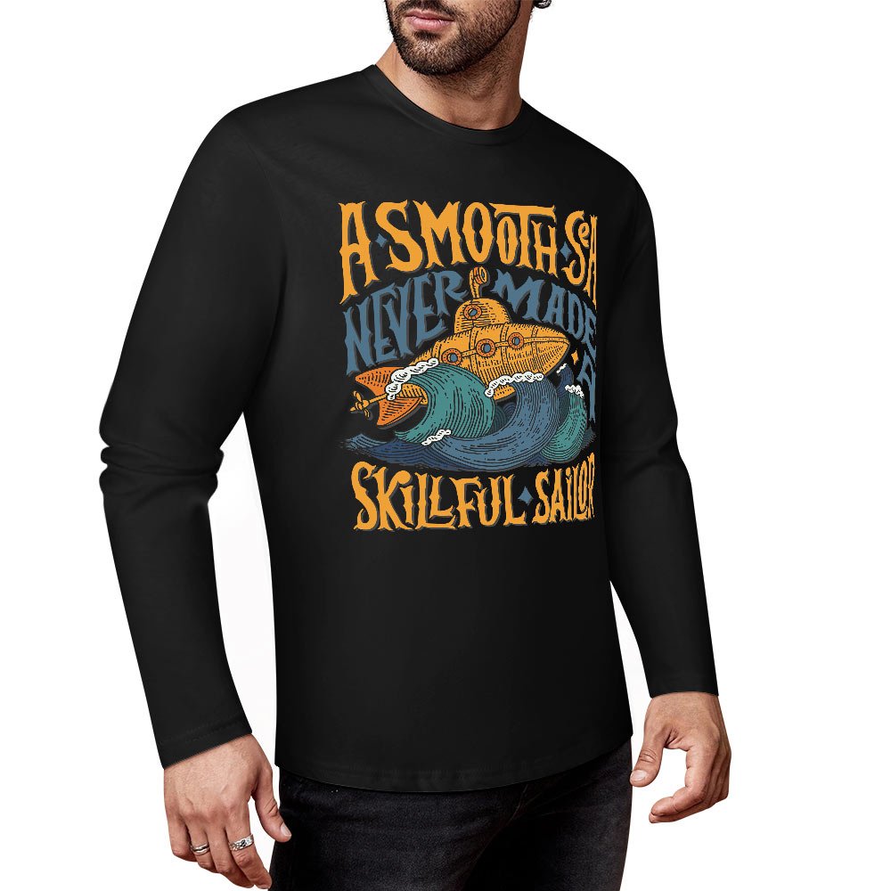 DTF 160gsm Cotton Men's Long Sleeve T-shirt (Front Printing)