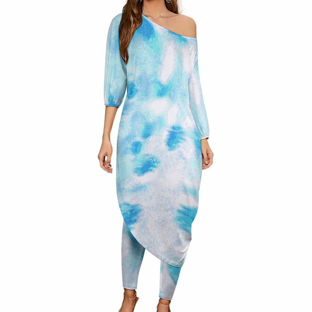 Diagonal Shoulder Two Piece Set(All-Over Printing)