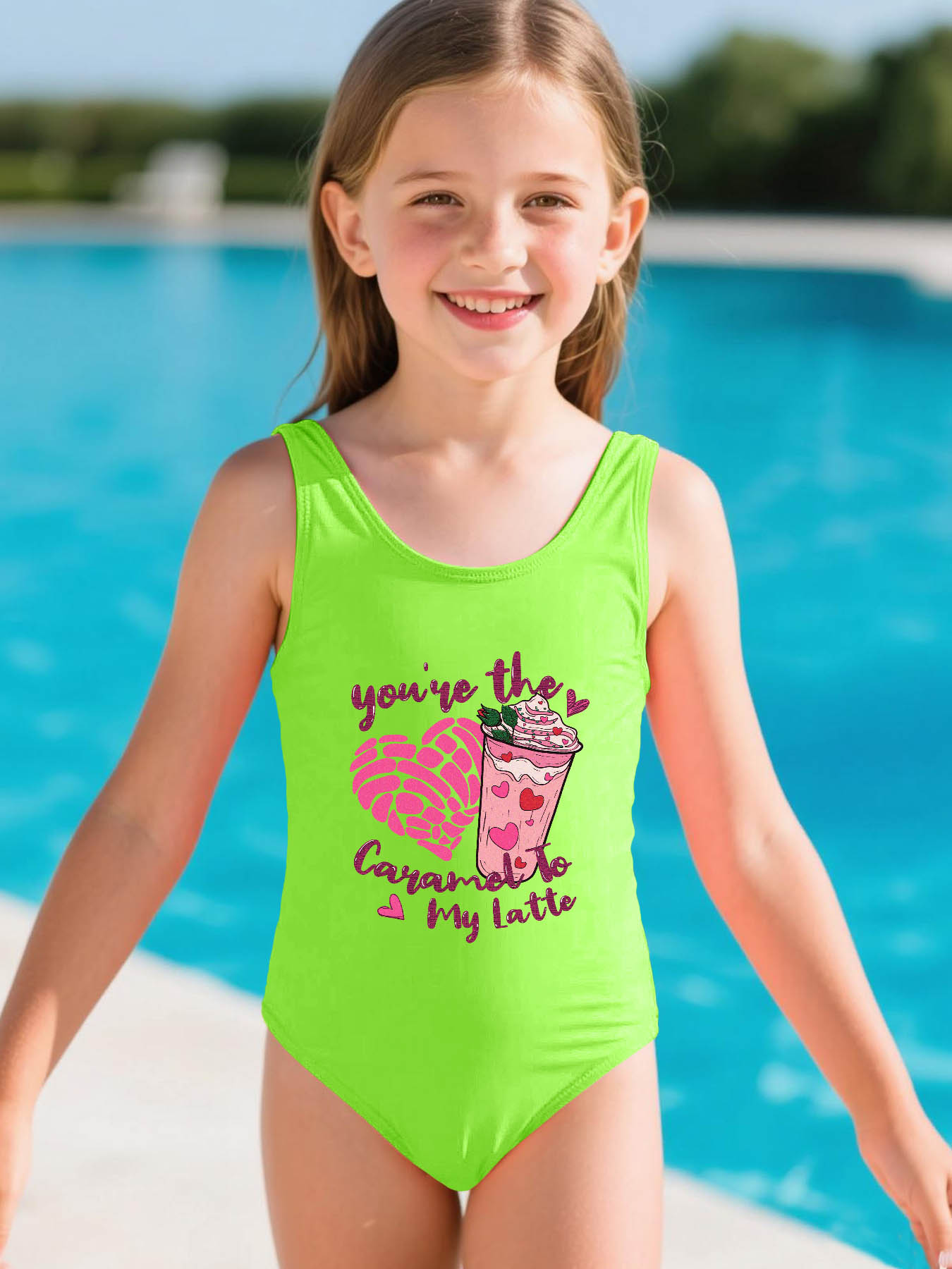 DTF 200gsm Girls' Summer One-Piece Swimsuit(Front Printing)