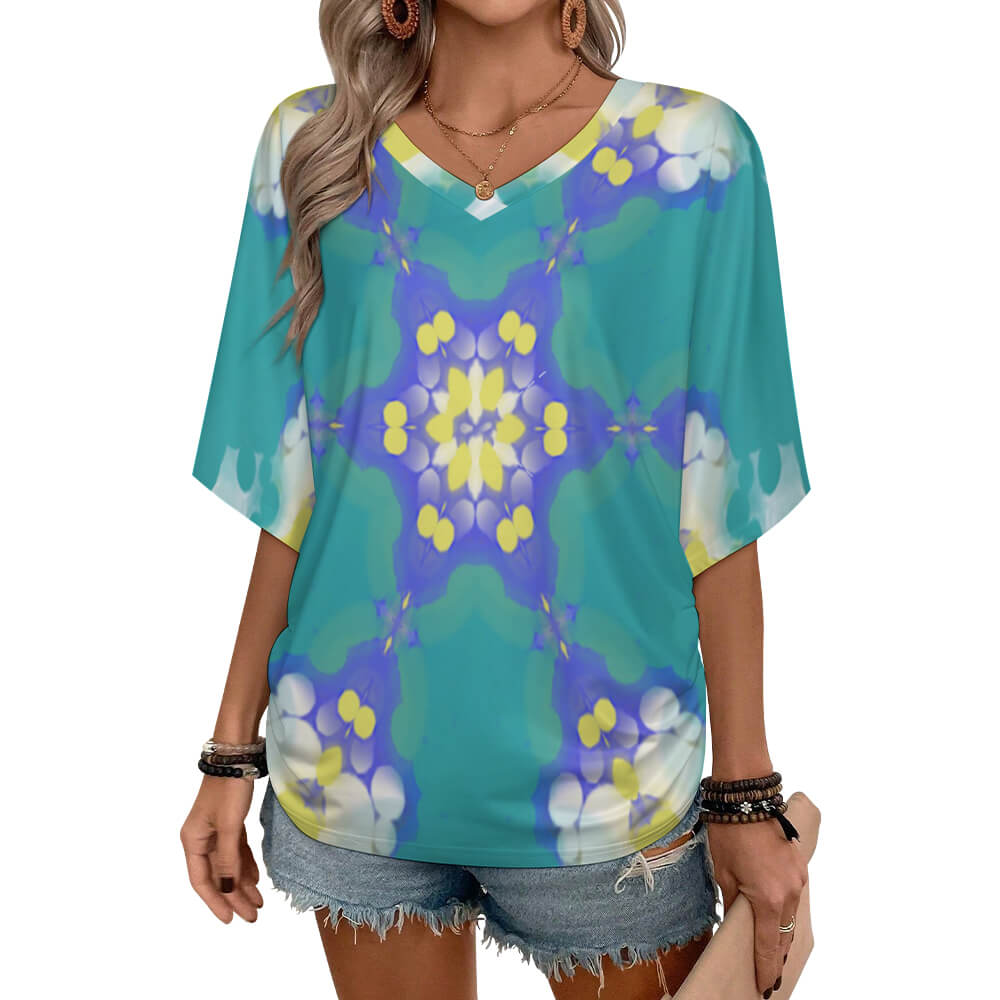 180gsm V-Neck Short Sleeve Top(All-Over Printing)