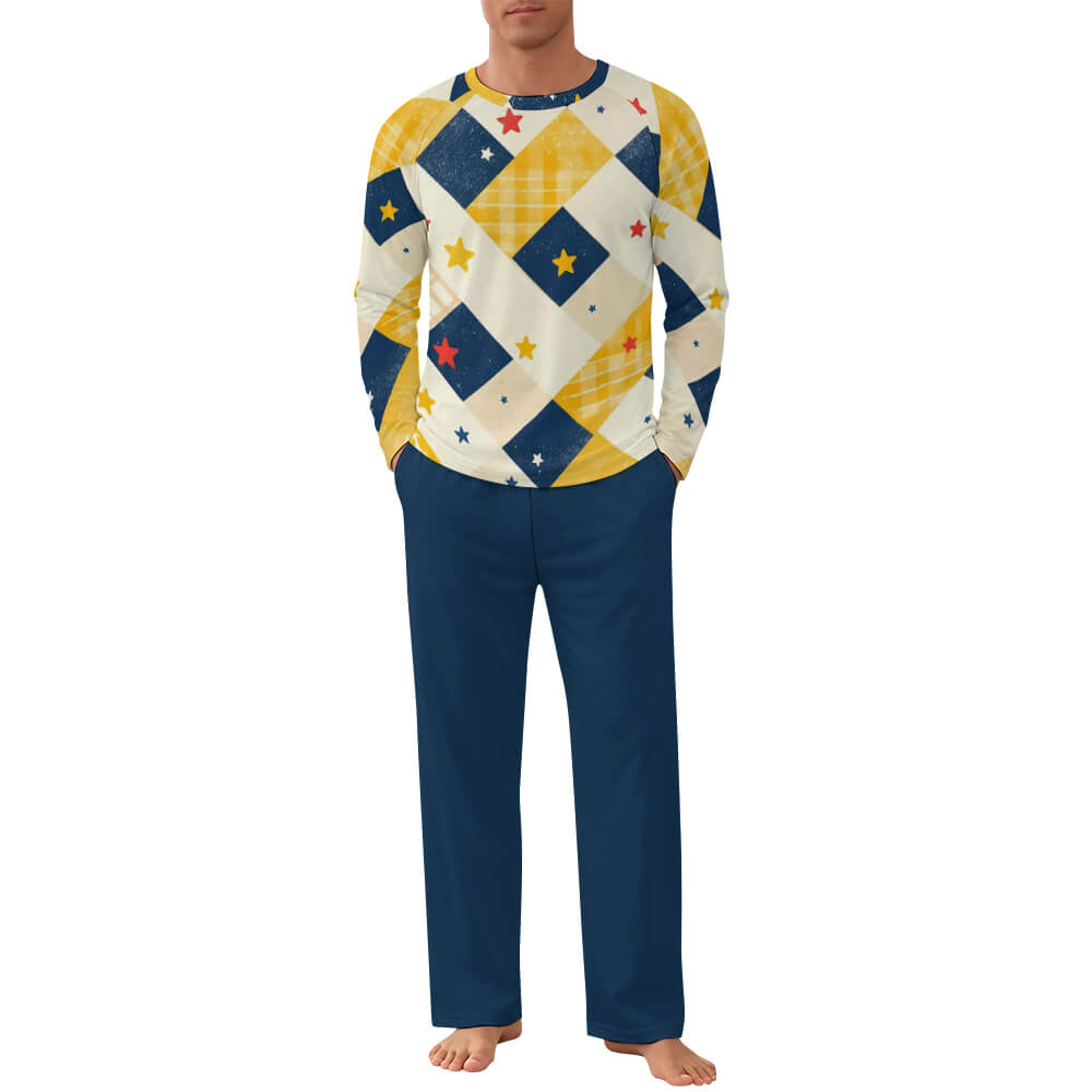 200gsm Men's Raglan Sleeve Pajama Set(All-Over Printing)