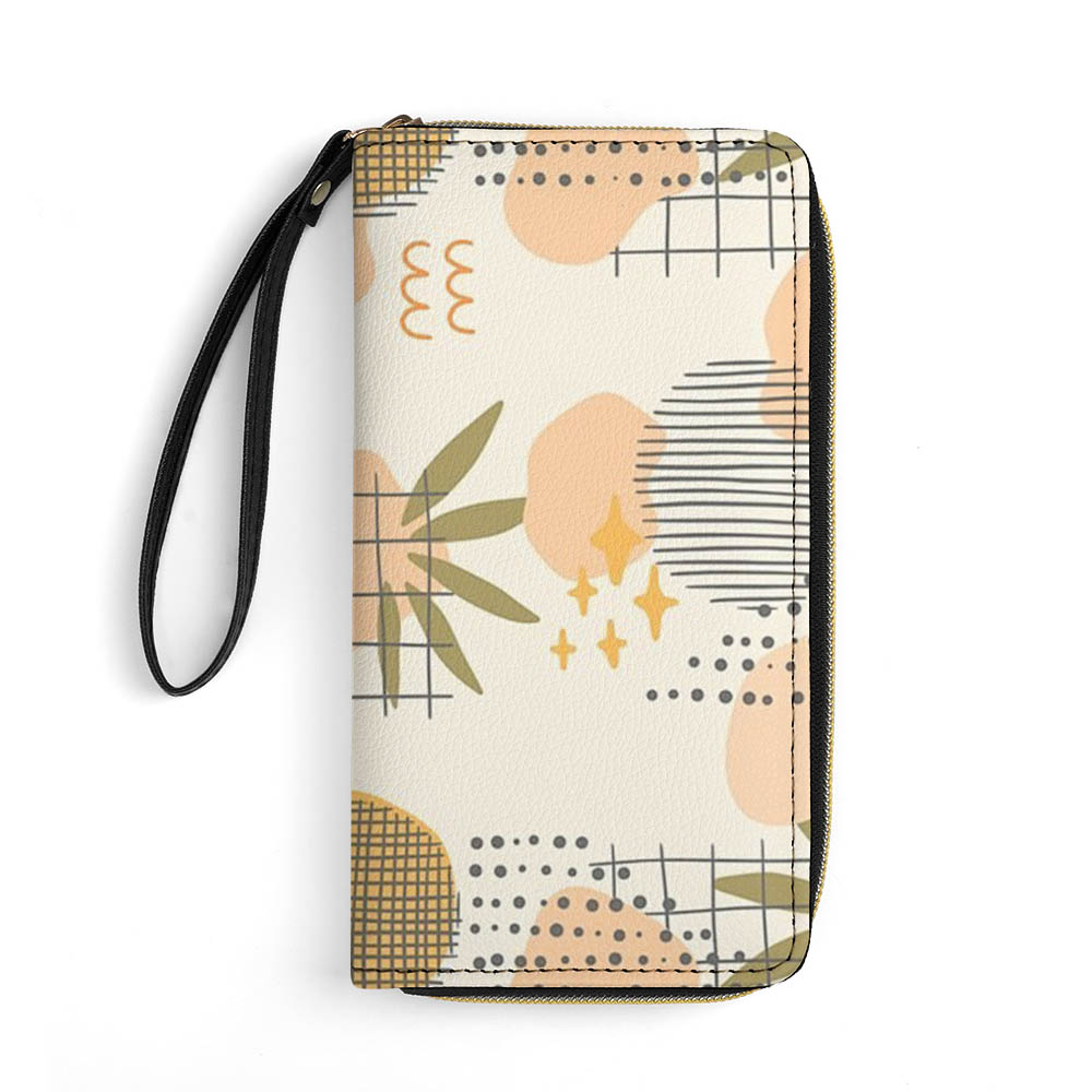Leather Wallet with Wristlet Strap (2 Pictures on 2 Sides)