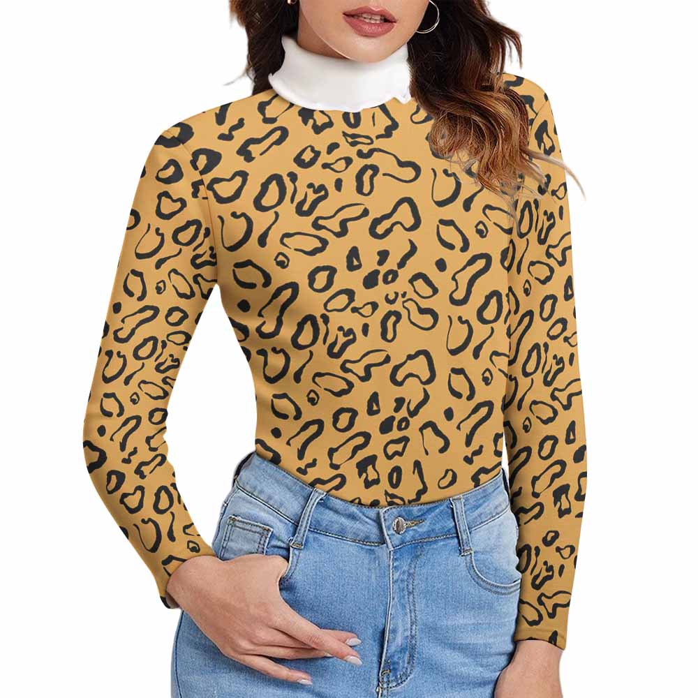 Women Long Sleeve Turtleneck Sweater(All-Over Printing)