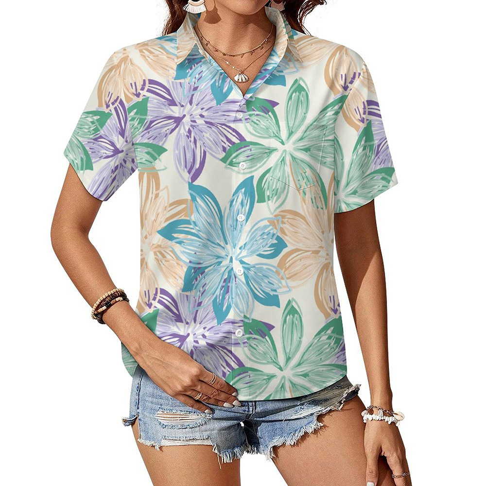 DTG 100gsm Cotton Women's Short Sleeved Shirt(All-Over Printing)
